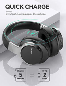 Mixcder E7 Casque Bluetooth à Réduction Active de Bruit Over-Ear Audio Stéréo Écouteurs Circum Auriculaire ANC sans Fil avec Micro Basses Puissantes, Léger, 20h de Jeu, pour PC Smartphone TV - Noir