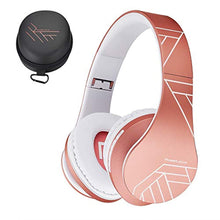 Charger l&#39;image dans la galerie, PowerLocus Casque Bluetooth sans Fil, Casque Audio stéréo Pliable sans Fil et Filaire avec Micro intégré, Micro SD/TF, FM pour iPhone/Wiko/Samsung/iPad/PC (Or Rose)