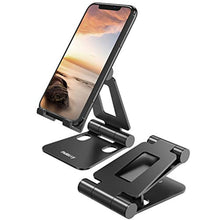 Charger l&#39;image dans la galerie, Nulaxy Support Téléphone Bureau, Portable Support Smartphone de Table, Noir Support Téléphone Dock, Ajustable Universel Aluminium Support Téléphone Bureau