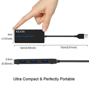 KEXIN Data HUB USB 3.0 5 en 1 Adaptateur Multi USB Ultra Mince avec 3 Ports USB 3.0 et Lecteur de Carte SD/TF Transfert de Données à 5Gb/s Cadeau pour PC, Tablette, Windows, Mac Os, Linux (Noir)