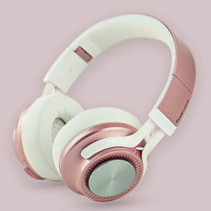 PowerLocus Casque Bluetooth sans Fil, [Bluetooth 5.0,40H de Jeu] Casque Audio stéréo sans-Fil ou Filaire avec Micro et Basses Profondes, Casque pour iOS/Android/Ordinateur Portable/PC/TV(Or Rose)