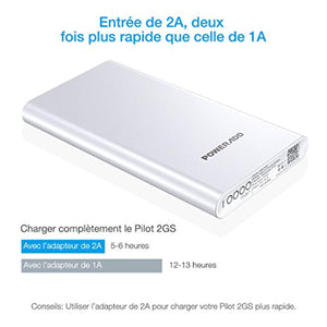 Batterie externe - POWERADD Pilot 2GS - 10000 mAh - 2 ports USB - Aluminium - charge rapide - Argent