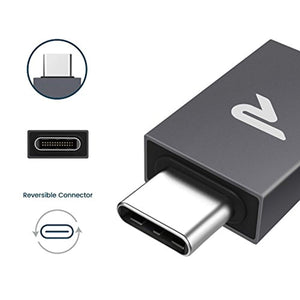 Adaptateur USB C vers USB A - RAMPOW - Samsung S8/S9/S10 - MacBook Pro - Google Pixel - Chromebook - Huawei P20/P30 - [Lot de 2] - Gris Sidéral