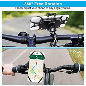 OMERIL Support Téléphone Vélo Moto, Support Vélo du Guidon avec Sangle en Silicone Anti-Vibrations Rotation 360 ° pour 3,5 à 6,3 Pouces GPS/iPhone X/8/8 Plus,Samsung Galaxy S9 Plus/S9/S8/Xiaomi etc