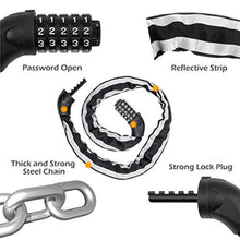 Charger l&#39;image dans la galerie, Antivol de vélo - Qomolo - Réfléchissant - Code avec 5 Chiffres  - Noir