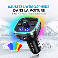 Charger l&#39;image dans la galerie, VicTsing Transmetteur FM Bluetooth, QC3.0 Adaptateur Bluetooth Voiture Double USB pour Chargeur Rapid, Bluetooth V5.0 Sans Fil