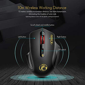 iAmotus Souris sans Fil, 2.4GHz Silencieuse 3 DPI Réglables pour Gamer Optique avec Nano Récepteur USB Ergonomique /Windows/Linux/Vista/PC/Mac