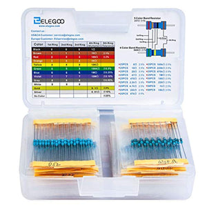 ELEGOO 525pcs Kit de résistance électrique 17 Valeurs 0 Ohm-1M Ohm 1% avec boîte en Plastique Composants électroniques pour Projet expérimental et Projet expérimental