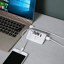 Charger l&#39;image dans la galerie, AUKEY Hub USB 3.0 4 Ports SuperSpeed en Aluminium Câble USB 100 cm inclus Data Hub Compatible avec Windows XP / Vista / 7 / 8 / 10, Mac OS, Linux etc ( Argent )