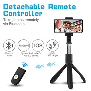 ELEGIANT Perche Selfie Bluetooth, Selfie Stick Trépied Monopode avec Télécommande Amovible 360° Rotation 3-en-1 Bâton de Selfie Extensible pour Iphone Sumsung Huawei Xiaomi