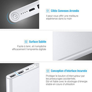 Batterie externe - POWERADD Pilot 2GS - 10000 mAh - 2 ports USB - Aluminium - charge rapide - Argent