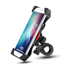 Charger l&#39;image dans la galerie, Grefay Support de Vélo Moto Téléphone Guidon de Vélo Moto Berceau Collier avec Rotation 360 pour 3,5 à 6,5 Pouces GPS pour Smartphones Autres Appareils (Black-1)