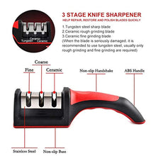 Charger l&#39;image dans la galerie, Eguiseur de Couteau, Eguiseur de Couteau Professionnel, Aiguiseur Couteaux, Aiguiseur Couteaux Professionnel, 3 en 1 Aiguiseur de Cuisine avec Base Anti-dérapante, Affuteur Couteau Knife Sharpeners