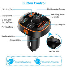 Charger l&#39;image dans la galerie, Bovon Transmetteur FM Bluetooth, 7 Couleurs Lumière Ambiante avec Mode de Respiration, Kit Main Libre Voiture Bluetooth