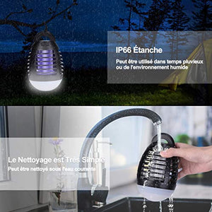 EVILTO Moustique Tueur Lampe Camping, 2 en 1 Lampe Anti Moustique et Lanterne de Camping, UV LED Tue Mouches Destructeur D' Insectes Electrique, Portable USB Rechargeable, IP66 Imperméable Zapper.