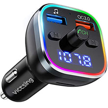 Charger l&#39;image dans la galerie, VicTsing Transmetteur FM Bluetooth, QC3.0 Adaptateur Bluetooth Voiture Double USB pour Chargeur Rapid, Bluetooth V5.0 Sans Fil