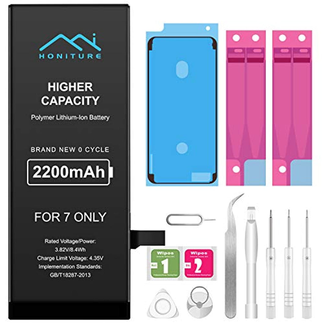 Batterie pour iPhone 7, HONITURE Li-ION Polymère Replacement Batterie Interne avec Kit D'outils de Réparation, 2 Rubans Adhésifs, Manuel