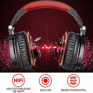 Casque Bluetooth 80H d'Autonomie, OneOdio Casque Audio Hi-FI avec Boom Microphone pour Gaming, PS4, Xbox One, PC, Smartphone