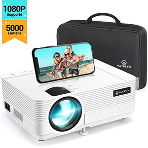 Videoprojecteur, Vankyo 5000 Lumens Retroprojecteur 720P Native Soutien 1080P Full HD Mini Videoprojecteur Portable Multimédia Home Cinéma Compatible VGA HDMI AV USB (A)