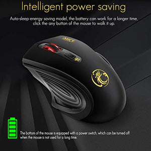 iAmotus Souris sans Fil, 2.4GHz Silencieuse 3 DPI Réglables pour Gamer Optique avec Nano Récepteur USB Ergonomique /Windows/Linux/Vista/PC/Mac