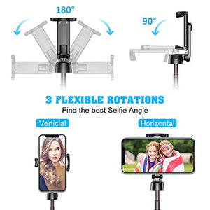 Bovon Perche Selfie Bluetooth, 3 en 1 Mini Trépied Smartphone Extensible Selfie Stick Monopode en Aluminium avec Télécommande