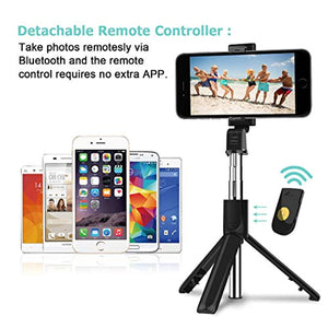 SYOSIN Perche Selfie Trépied Extensible avec Télécommande, 3 en 1 Bluetooth Selfie Stick Monopode et Support Téléphone pour Smartphones Jusqu'à 3,5-6 Pouces