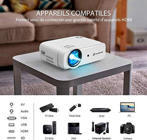 Videoprojecteur, Vankyo 5500 Lumens Retroprojecteur 1280*720P Full HD Soutien 1080P, Mini Vidéo Projecteur Portable Multimédia