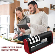 Charger l&#39;image dans la galerie, Nasharia 3-en-1 Aiguiseur, Aiguiseur de Cuisine Professionnel pour Couteaux en Acier Inoxydable et céramique de Toutes Tailles (Base Anti-dérapante)