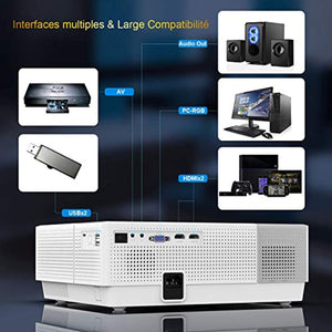 Vidéoprojecteur, YABER 6800 Lumens Video Projecteur Full HD 1080P (1920 x 1080) Retroprojecteur avec Correction Trapézoïdale 4D, Soutien 4K