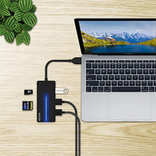 Charger l&#39;image dans la galerie, KEXIN Data HUB USB 3.0 5 en 1 Adaptateur Multi USB Ultra Mince avec 3 Ports USB 3.0 et Lecteur de Carte SD/TF Transfert de Données à 5Gb/s Cadeau pour PC, Tablette, Windows, Mac Os, Linux (Noir)