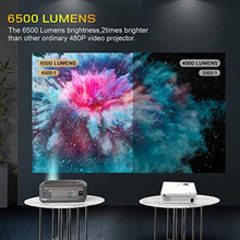 Charger l&#39;image dans la galerie, Vidéoprojecteur, 6500 Lumens Projecteur Full HD 1920 x 1080P Natif Vidéo Projecteur Soutien HiFi Stereo SoundBar, Réglage Digital 78000 Heures Projecteur LED Home Cinéma &amp; Présentation PPT