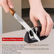 Charger l&#39;image dans la galerie, Hanmir Aiguiseur de Cuisine Professionnel 2 en 1 Manuel Aiguiseur pour Couteaux en Acier Inoxydable et céramique de Toutes Tailles,Base Anti-dérapante Noir