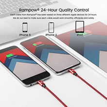 Charger l&#39;image dans la galerie, RAMPOW Câble pour iPhone Certifié Apple MFi en Fibre de Nylon Tressé Connecteur Ultra Résistant pour iPhone 11/11 Pro/X/XS/XR/8/8 Plus/7/7 Plus/6s/6s Plus/6/6 Plus/SE/5s/5-1m/3.3ft - Rouge et Noir