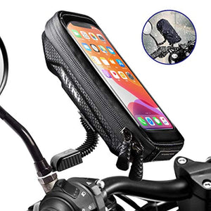 WACCET [Nouvelle génération] Support Telephone Moto Imperméable Support Smartphone Moto Etanche avec Rotation 360°, Support Téléphone Scooter avec Housse de Pluie pour Smartphone jusqu'à 6.5"