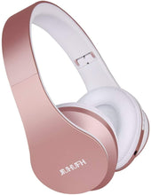 Charger l&#39;image dans la galerie, JIUHUFH Casque Bluetooth sans Fil Pliable avec Micro Intégré/Micro SD/TF/FM Radio/Lecteur MP3/Audio 3,5 mm pour iPhone Android Téléphones/Tablettes/TV/PC/Mac (Rose Gold)