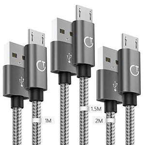 Gritin Câble Micro USB [1m+1.5m+2m / Lot de 3]- Gris Sidéral