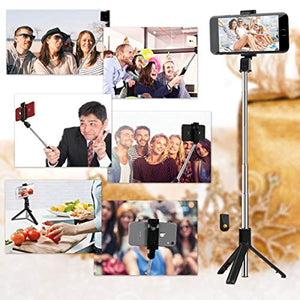 SYOSIN Perche Selfie Trépied Extensible avec Télécommande, 3 en 1 Bluetooth Selfie Stick Monopode et Support Téléphone pour Smartphones Jusqu'à 3,5-6 Pouces