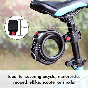 Antivol de vélo - AidSci - Code avec 4 Chiffres -  Etanche - LED Lampe - Noir