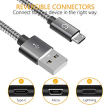 Charger l&#39;image dans la galerie, Gritin Câble Micro USB [1m+1.5m+2m / Lot de 3]- Gris Sidéral