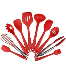 Charger l&#39;image dans la galerie, Ensemble d&#39;ustensiles de cuisine en silicone de 10 pièces - spatules, cuillères et tournevis,