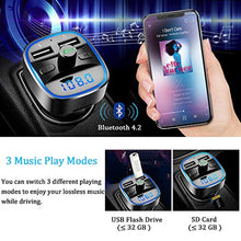 Charger l&#39;image dans la galerie, Bovon Transmetteur FM Bluetooth, Bluetooth Lecteur MP3 Adaptateur Radio sans Fil Kit Émetteur FM Voiture Chargeur avec Dual USB (Noir)