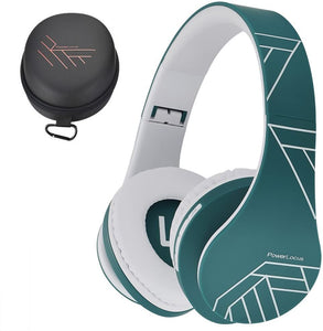 PowerLocus Casque Bluetooth sans Fil, Casque Audio stéréo Pliable sans Fil et Filaire avec Micro intégré, Micro SD/TF, FM pour iPhone/Wiko/Samsung/iPad/PC (Bleu)