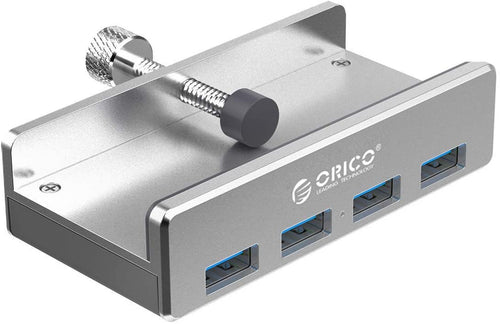 ORICO USB HUB Clip-Type, 4 Ports USB 3.0 Hub 5 Gbps Mini Speed Super Mini Data Hub en Aluminium avec 100 cm de Long câble Gain de Place pour Le Bureau, Les clés USB et Windows