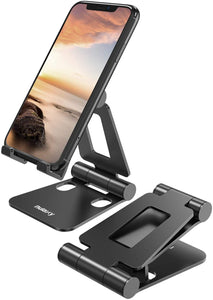 Nulaxy Support Téléphone Bureau, Portable Support Smartphone de Table, Noir Support Téléphone Dock, Ajustable Universel Aluminium Support Téléphone Bureau