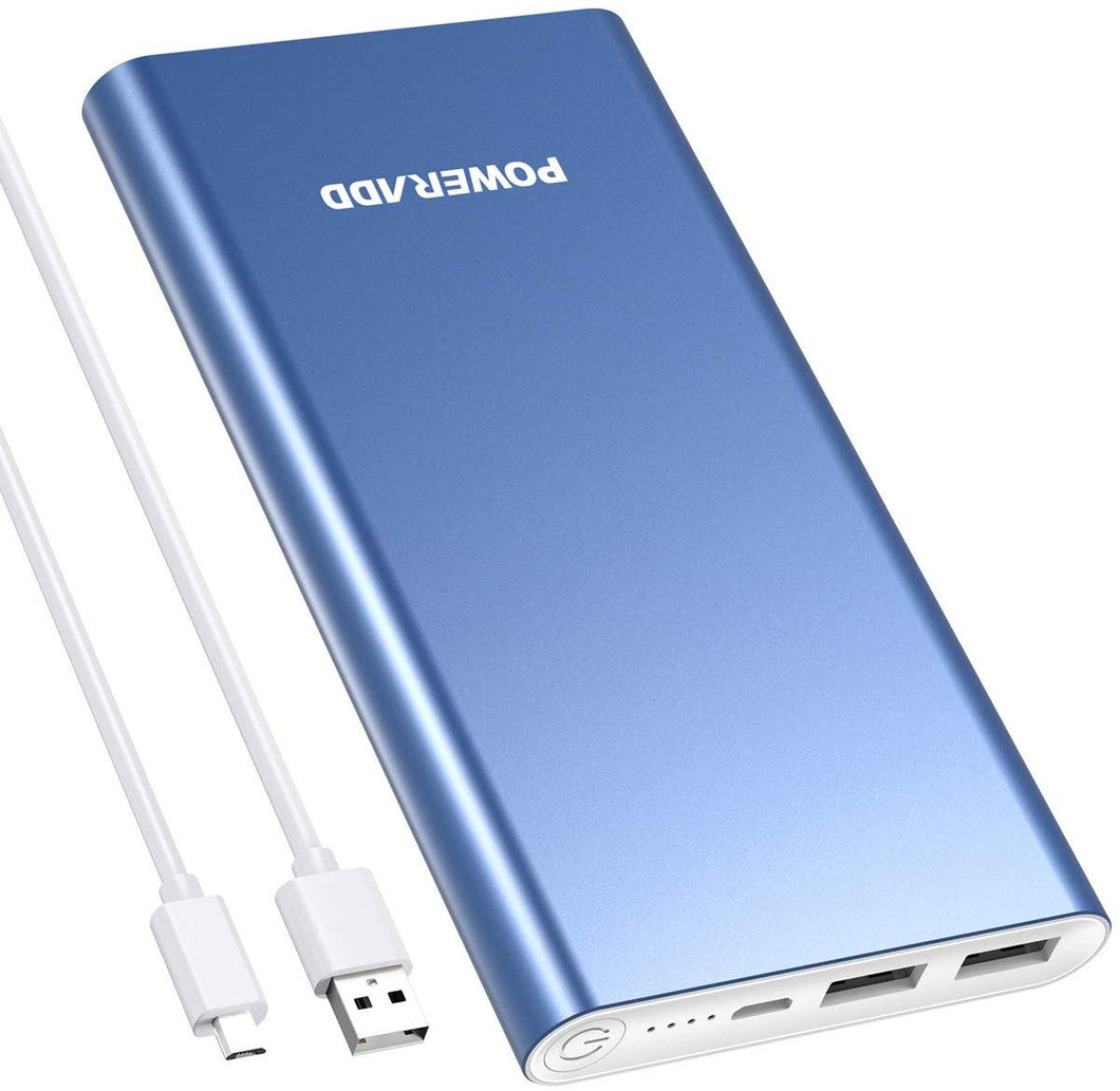 Batterie externe - POWERADD Pilot 2GS - 10000 mAh - 2 ports USB - Aluminium - charge rapide - Argent