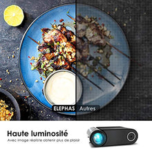 Charger l&#39;image dans la galerie, Vidéoprojecteur, ELEPHAS Videoprojecteur 5000 Lumens Mini Projecteur Vidéo Soutien 1080P Rétroprojecteur Full HD LED Portable Multimédia Home Cinéma Compatible VGA HDMI AV USB