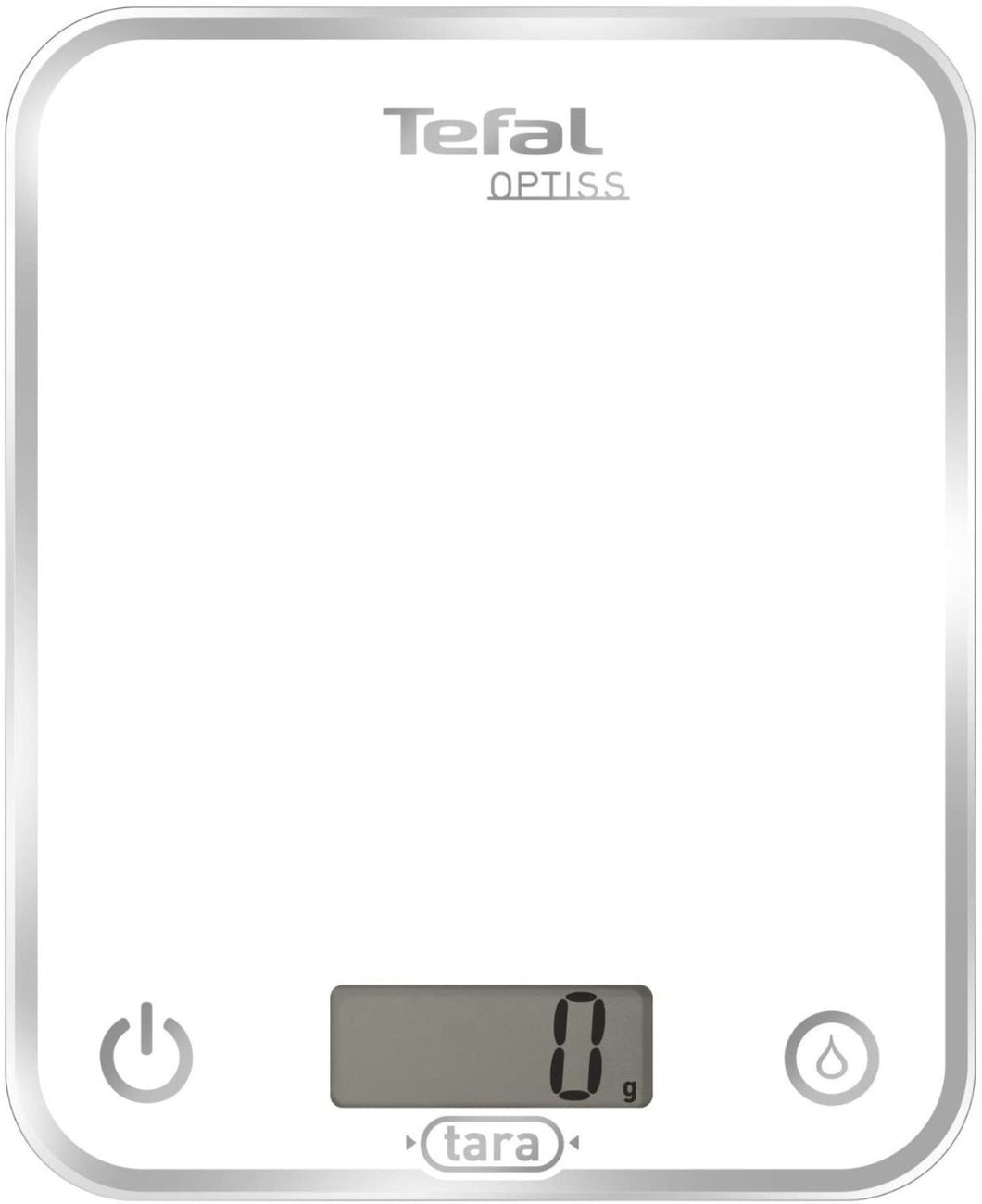 Tefal BC5000V1 Balance de Cuisine Électronique Optiss 5kg/1g Fonction Tare Conversion Liquide Ecran LCD Blanc