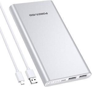 Batterie externe - POWERADD Pilot 2GS - 10000 mAh - 2 ports USB - Aluminium - charge rapide - Argent