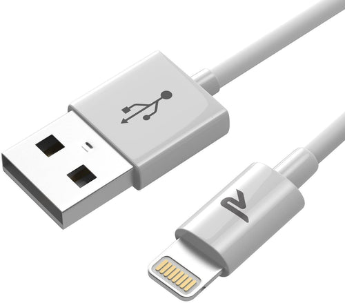 Rampow Câble pour iPhone [Certifié Apple MFi] Câble Lightning avec Connecteur Ultra Résistant pour iPhone 11/11 Pro/X/XS/XR/8/8 Plus/7/7 Plus/6s/6s Plus/6/6 Plus/SE/5s/5 - 1m/3.3ft - Blanc