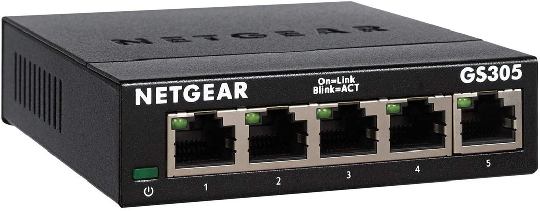 NETGEAR GS305-300PES Switch Ethernet Métal 5 ports Gigabit (10/100/1000) pour une Connectivité Simple et Abordable pour les Petites Entreprises et les Bureaux à Domicile